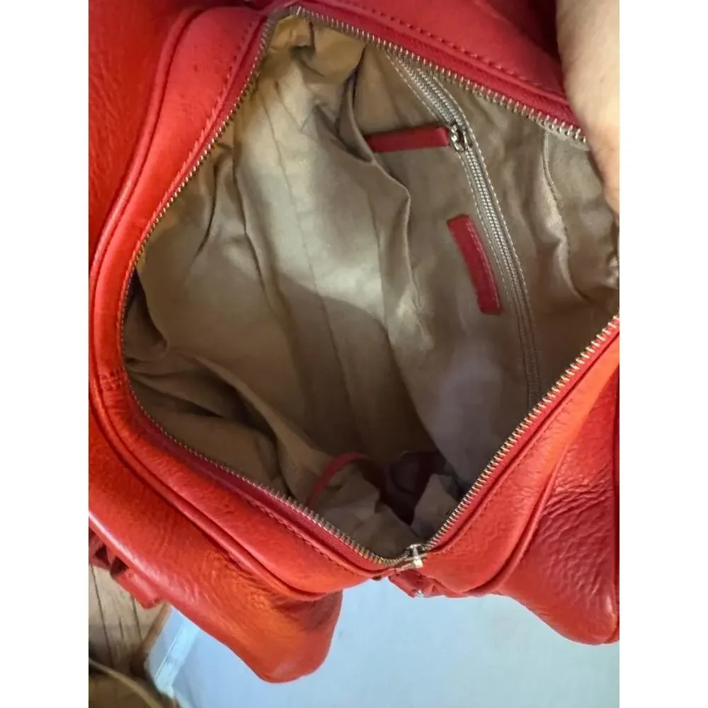 WEEKEND MAXMARA PEBBLE LEATHER red TOTE BAG SATCHEL (120